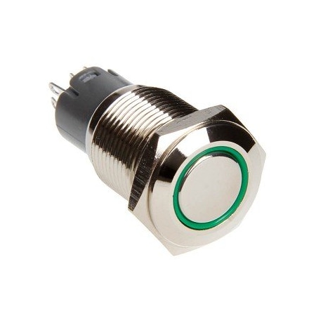 16Mm Flush Mount Pre-Wired Led 2-Position Switch (Green) (Each)